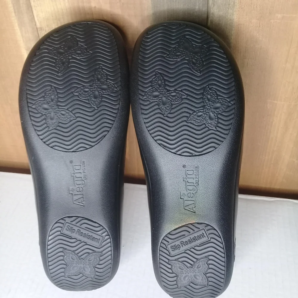 Alegria Keli Pro Black Dazzler Geo Design Nursing Clog Slip On Sz 6.5 - Picture 9 of 10